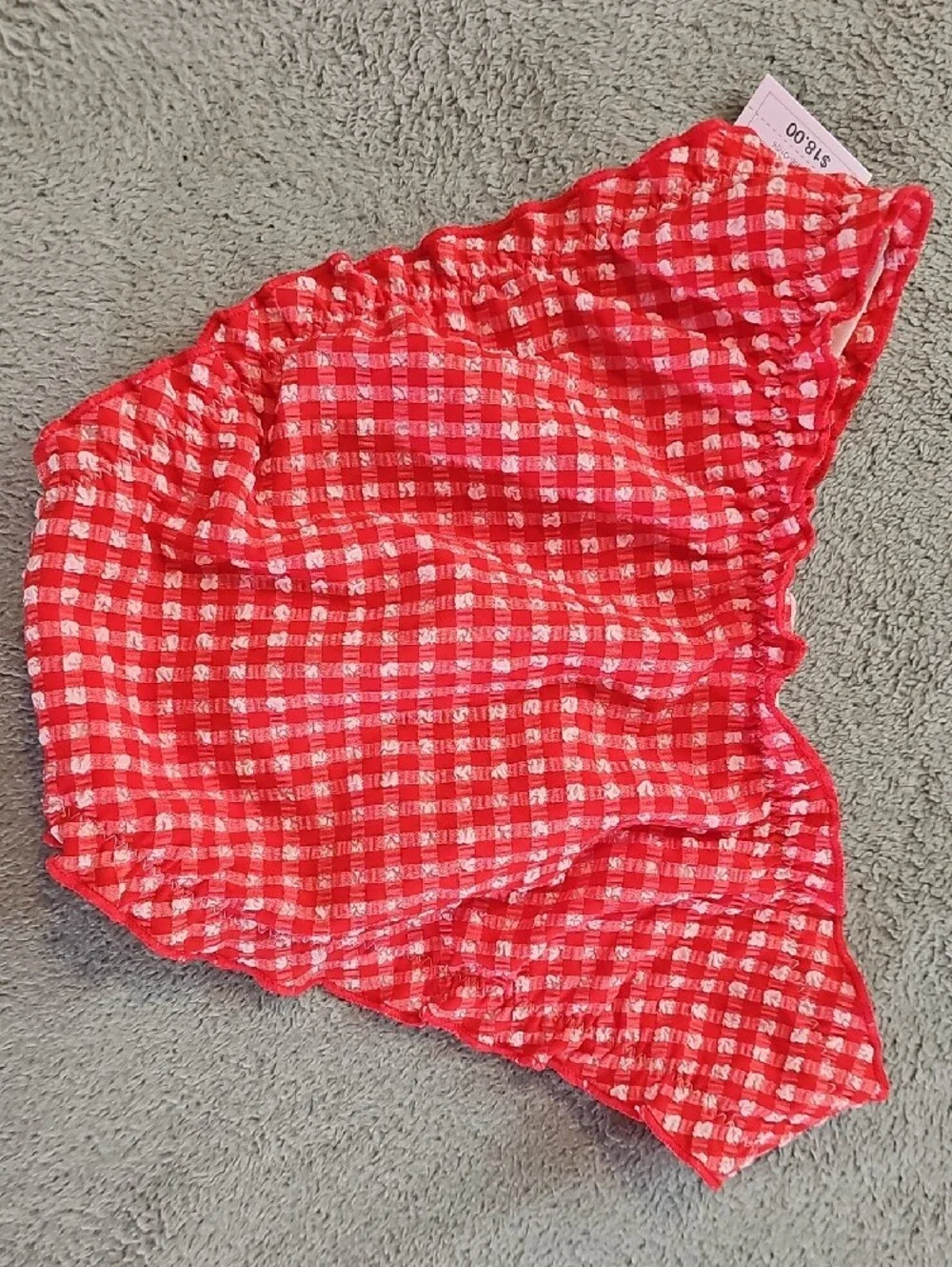 Wild Fable Wimen's XXS Seersucker Ruffled Red/Pink Gingham Bikini Set
